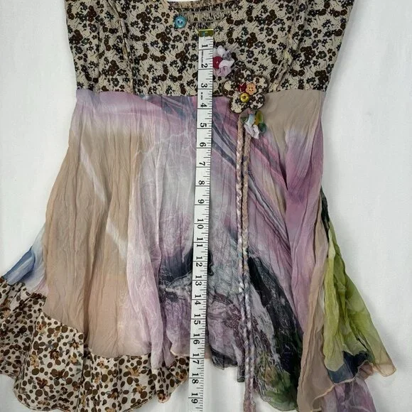 Vintage Y2K Festival Boho Fairy Babydoll Mixed Media Top Adjustable Straps Large - Picture 10 of 11